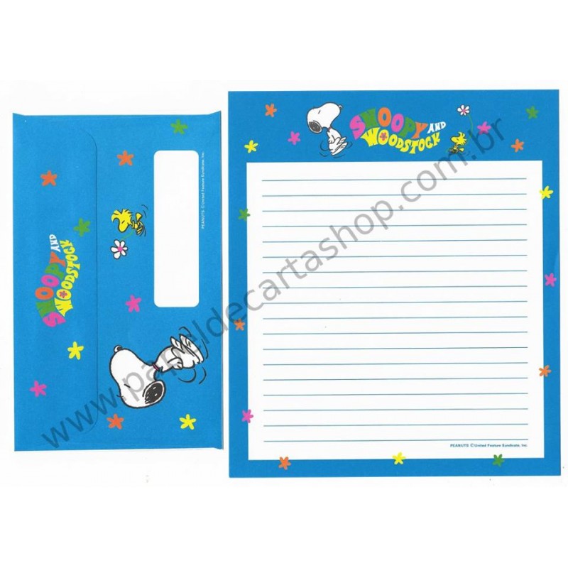 Conjunto de Papel de Carta Original Antigo Snoopy 70s CAZ Peanuts