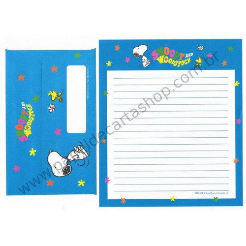 Conjunto de Papel de Carta Original Antigo Snoopy 70s CAZ Peanuts