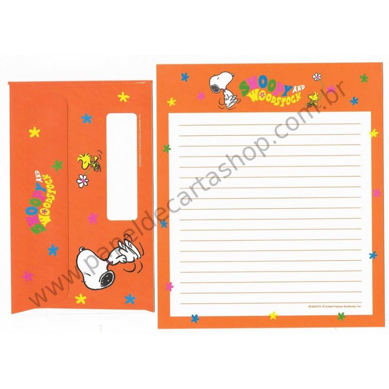 Conjunto de Papel de Carta Original Antigo Snoopy 70s CLA Peanuts