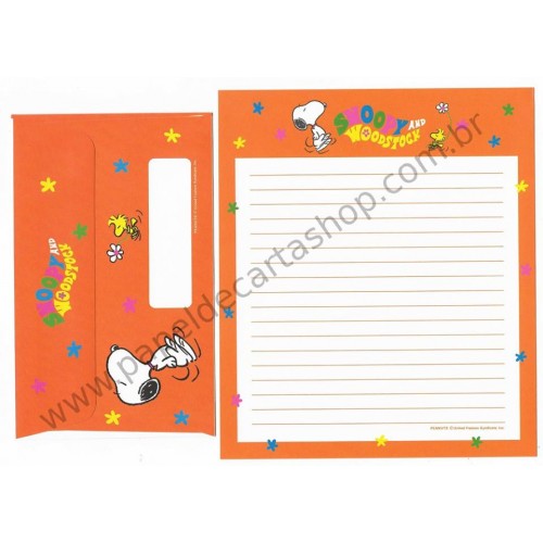 Conjunto de Papel de Carta Antigo (VIntage) Snoopy & Woodstock 70s CLA 2F