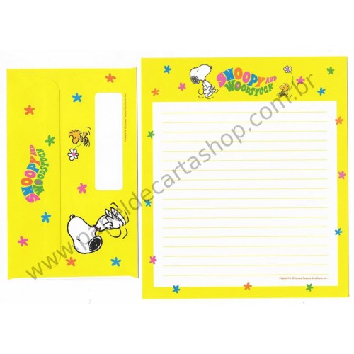 Conjunto de Papel de Carta Original Antigo Snoopy 70s CAM Peanuts