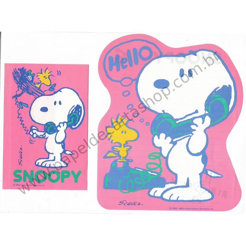 Conjunto de Papel de Carta Antigo (VIntage) Snoopy Hello