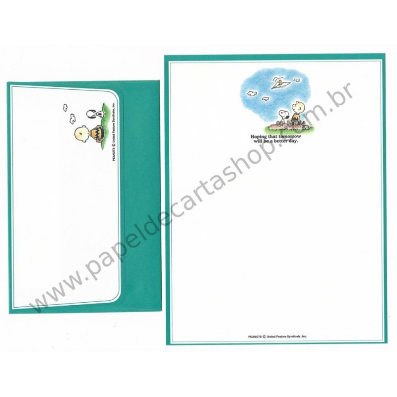 Conjunto de Papel de Carta Snoopy Better Day CVD Antigo Vintage Peanuts