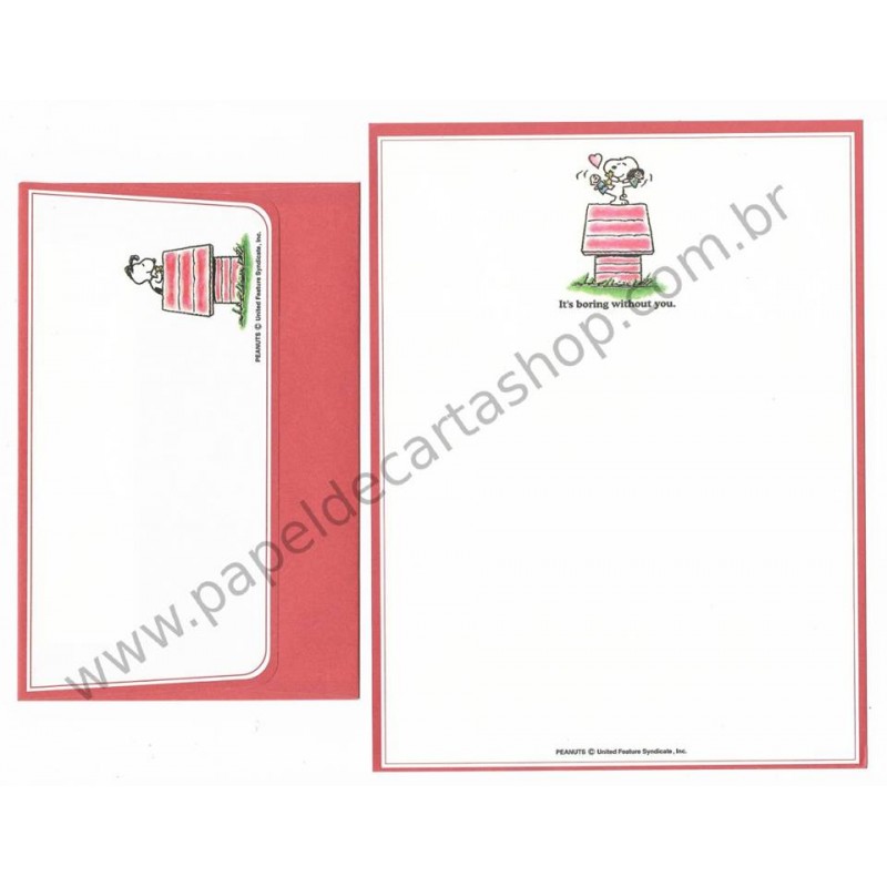Conjunto de Papel de Carta Snoopy Better Day CVM Antigo Vintage Peanuts