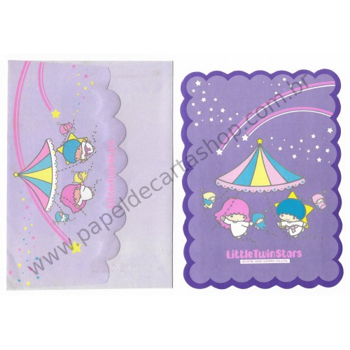 Ano 1976. Conjunto de Papel de Carta Little Twin Stars AZ Antigo (Vintage) Sanrio