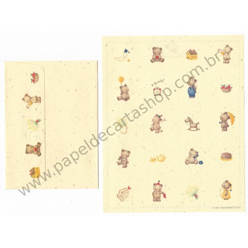 Ano 1989. Conjunto de Papel de Carta Mr. Bears Dream RIng Vintage Sanrio
