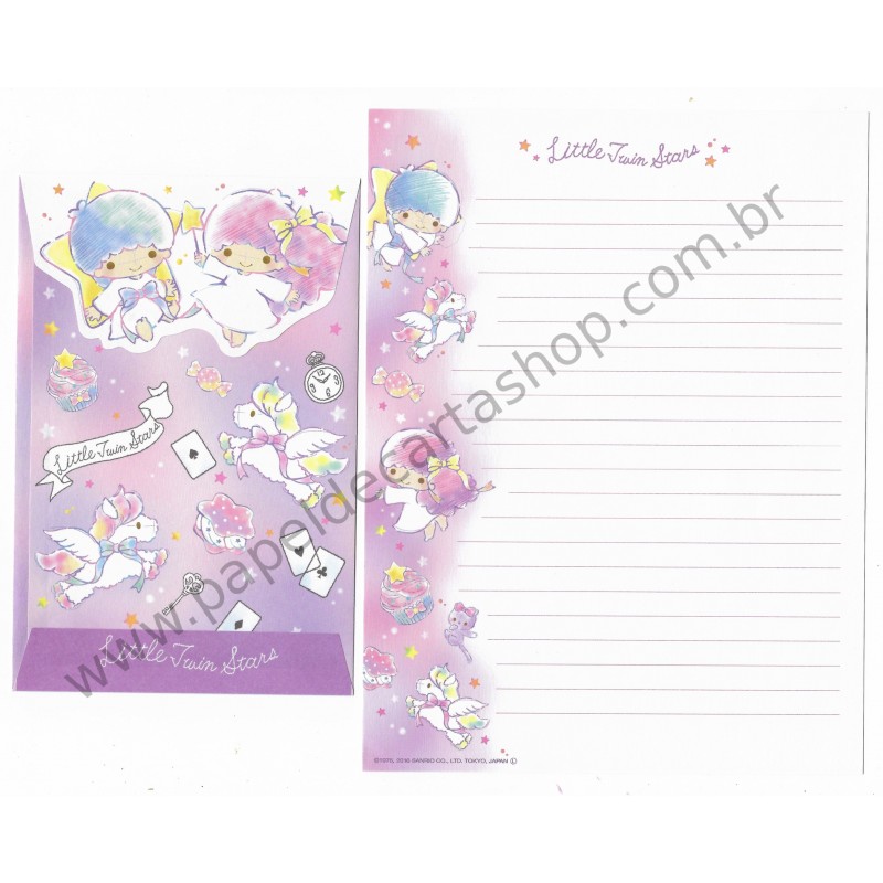 Ano 2016. Kit 2 Conjuntos de Papel de Carta Little Twin Stars Stars & Sugar Sanrio
