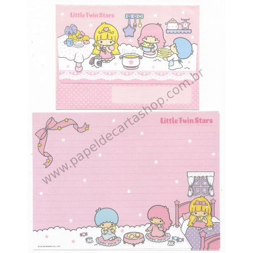 Ano 2004. Conjunto de Papel de Carta Little Twin Stars Join Us Sanrio