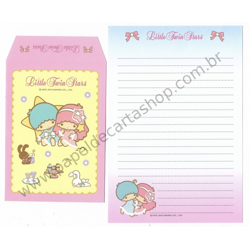 Ano 2005. Conjunto de Papel de Carta Little Twin Stars Sanrio