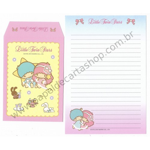 Ano 2005. Conjunto de Papel de Carta Little Twin Stars Sanrio