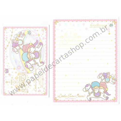 Ano 2015. Conjunto de Papel de Carta Little Twin Stars Take a Walk Sanrio