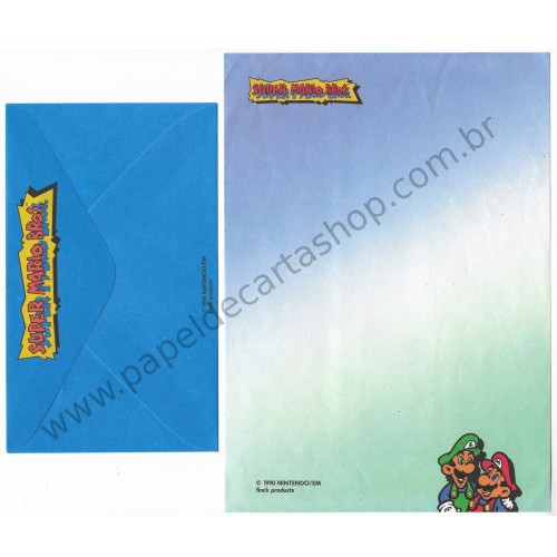 Ano 1990. Conjunto de Papel de Carta Super Mario Bros. Nintendo CAZ