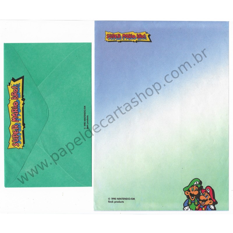 Ano 1990. Conjunto de Papel de Carta Super Mario Bros. Nintendo CVD