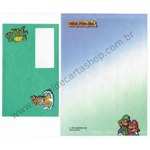 Ano 1990. Conjunto de Papel de Carta Super Mario Bros. Nintendo CVD