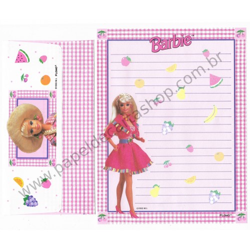 Ano 1993. Conjunto de Papel de Carta Importado Barbie MI Flomo