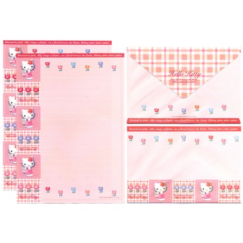 Ano 1998. Conjunto de Papel de Carta Hello Kitty Floral Breeze Sanrio