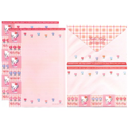 Ano 1998. Conjunto de Papel de Carta Hello Kitty Floral Breeze Sanrio