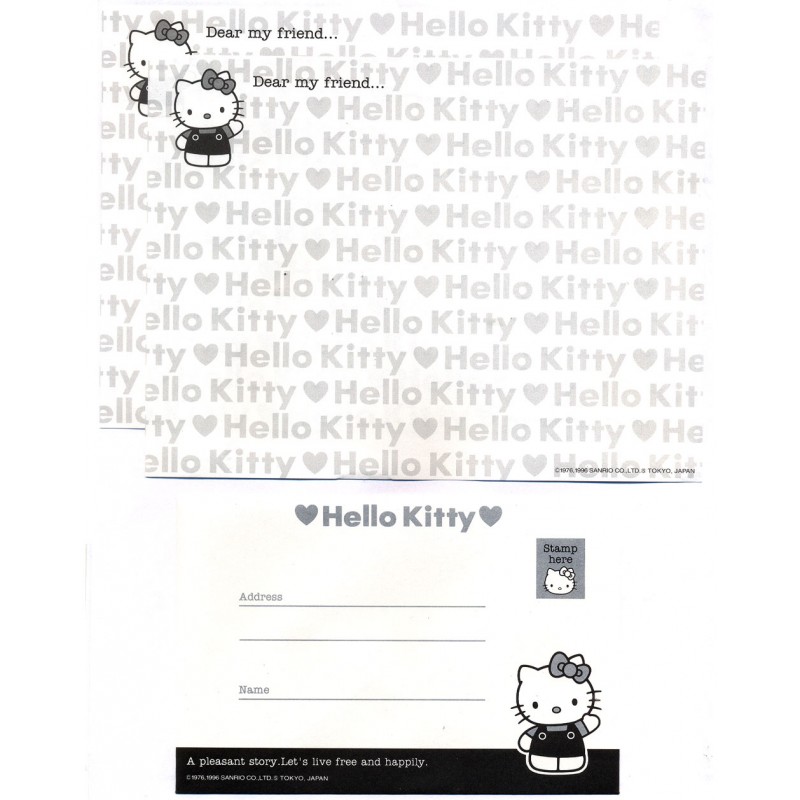 Ano 1996. Conjunto de Papel de Carta Hello Kitty Free Sanrio
