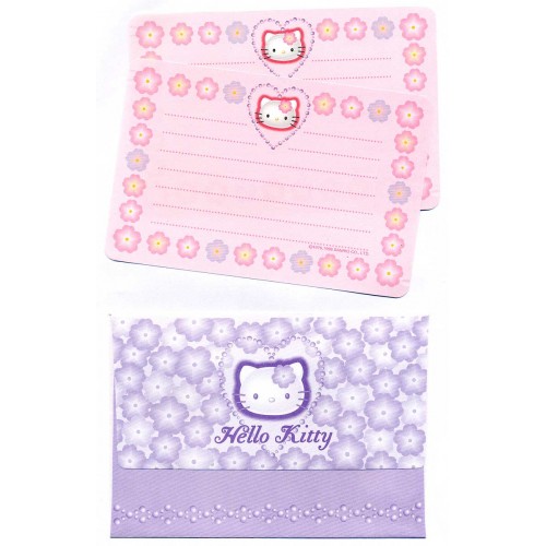 Ano 1998. Conjunto de Papel de Carta Hello Kitty Flores CLLP Sanrio