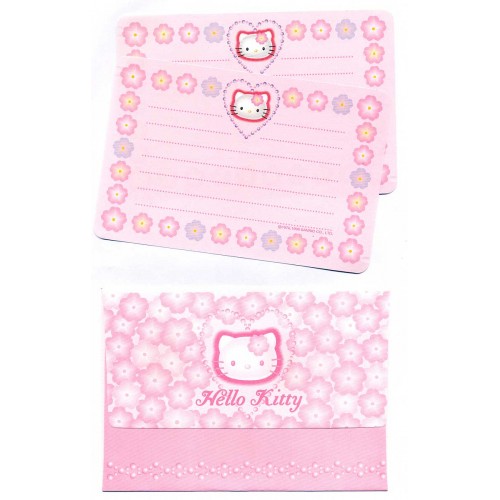 Ano 1998. Conjunto de Papel de Carta Hello Kitty Flores CRSP Sanrio