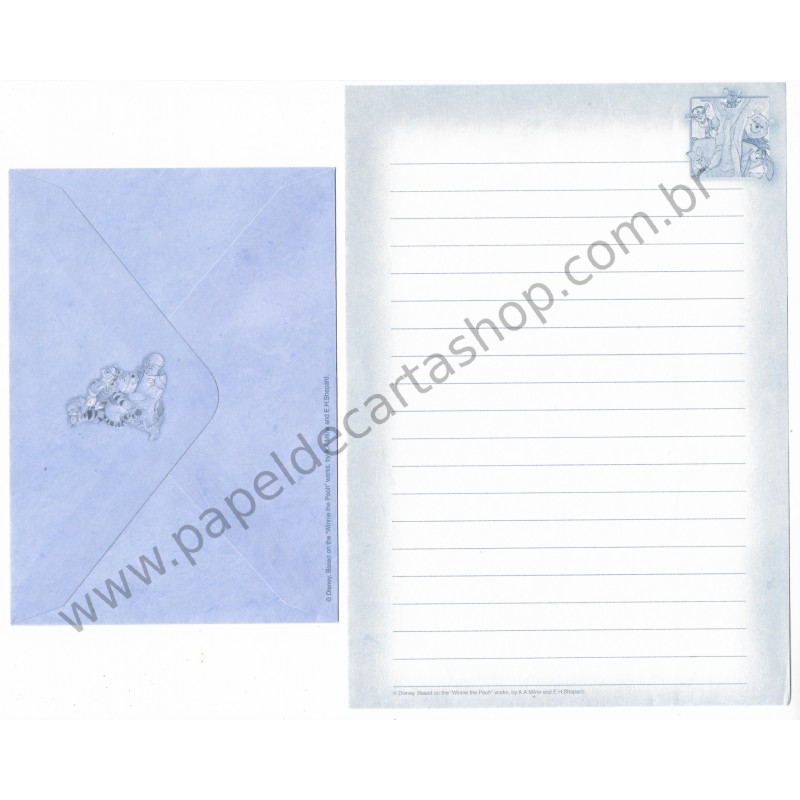 Conjunto de Papel de Carta ANTIGO VINTAGE Pooh (Blue)