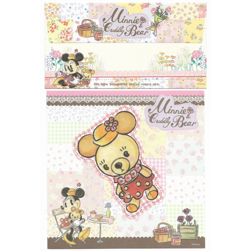 Conjunto de Papel de Carta Antigo Vintage Disney Minnie & Cuddly Bear