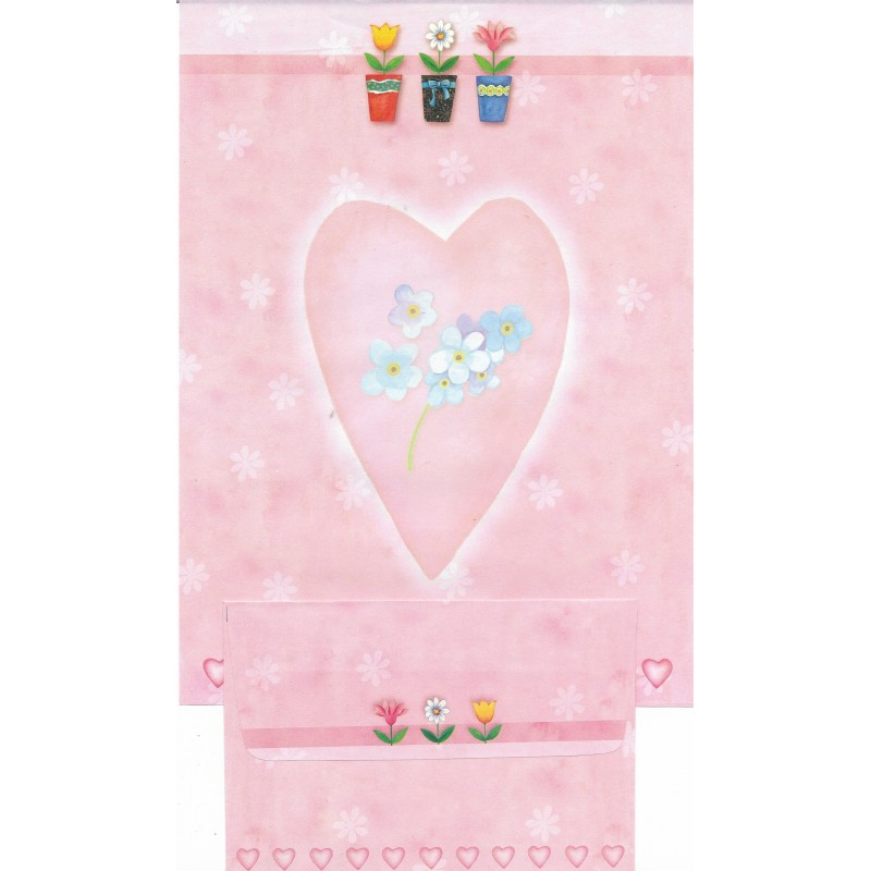 Conjunto de Papel de Carta Antigo Importado Shinn Jee Flower P180153-8