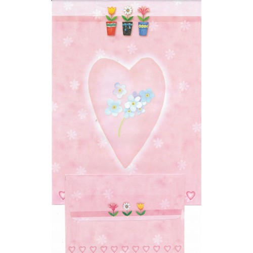 Conjunto de Papel de Carta Antigo Importado Shinn Jee Flower P180153-8