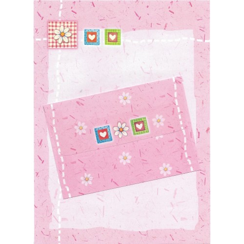 Conjunto de Papel de Carta Antigo Importado Shinn Jee Flower P180153-5