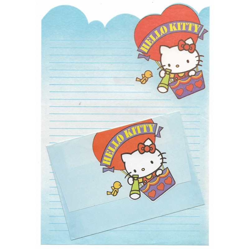 Conjunto de Papel de Carta Antigo Hello Kitty (AZUL)
