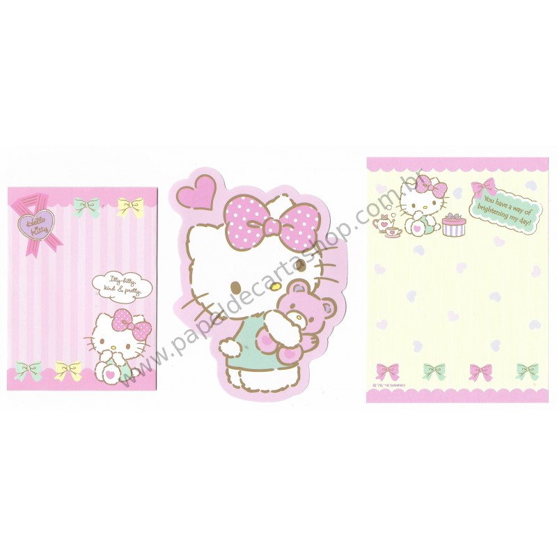 Ano 2016. Conjunto de Mini Papel de Carta Hello Kitty Sanrio