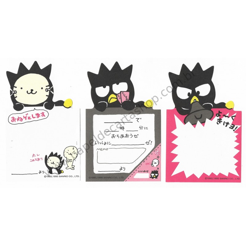 Ano 1995. Conjunto de Notinhas MEMOS Bad BADTZ-MARU - Sanrio