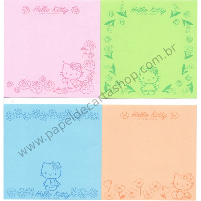 Ano 2001. Conjunto de Notinhas MEMOS Hello Kitty Flower CVD - Sanrio