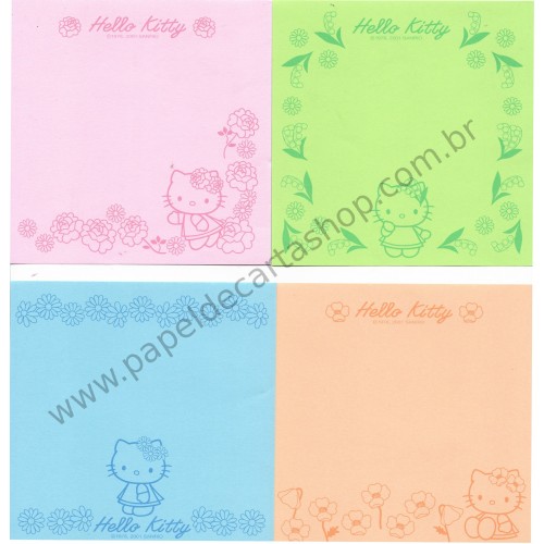 Ano 2001. Conjunto de Notinhas MEMOS Hello Kitty Flower CVD - Sanrio