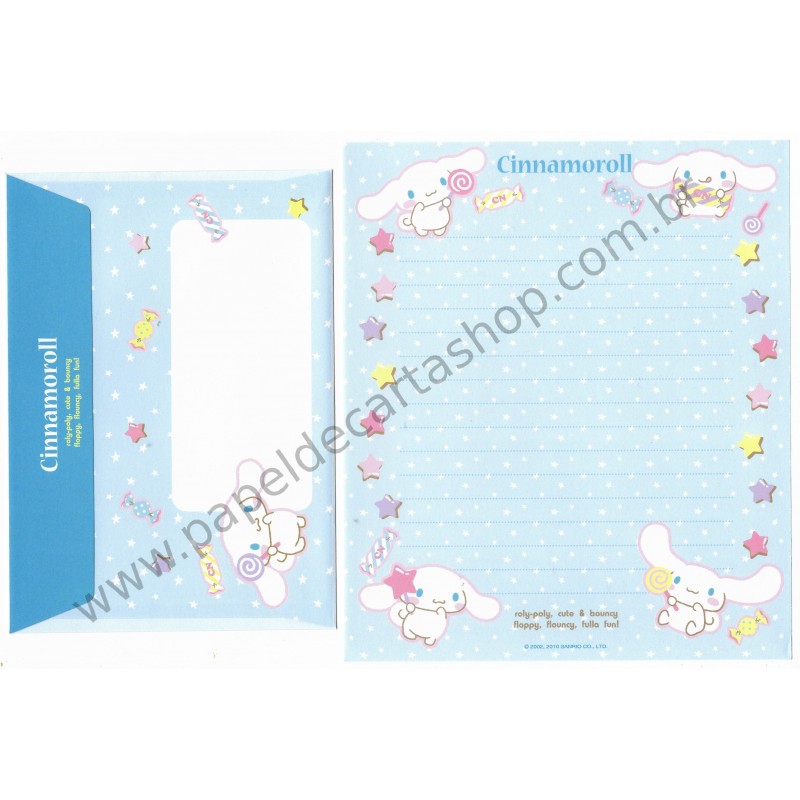 Ano 2010. Conjunto de Papel de Carta Cinnamoroll Shopping Sanrio