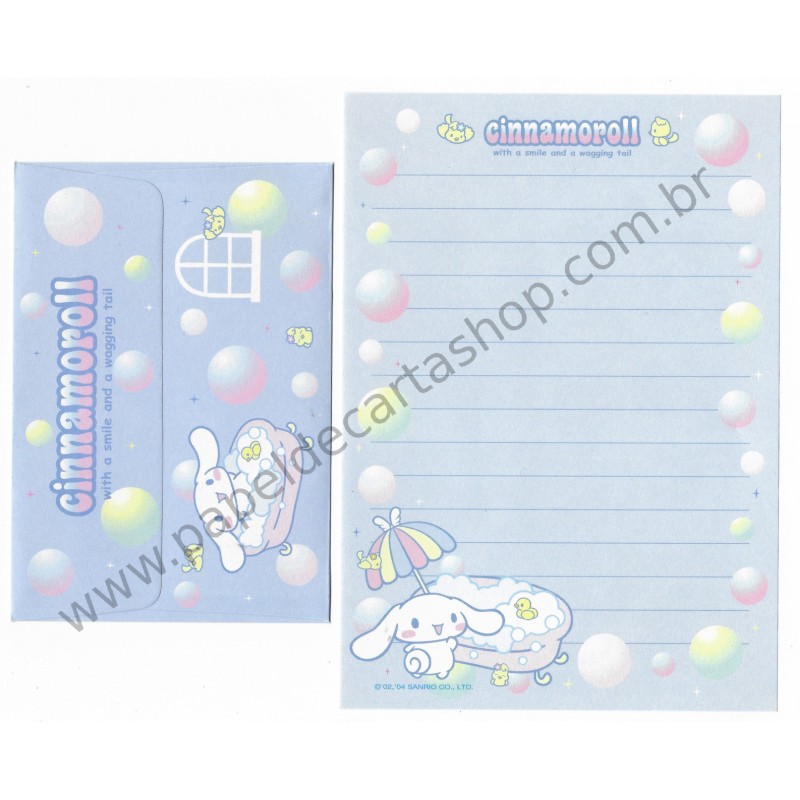 Ano 2004. Conjunto de Papel de Carta Cinnamoroll Smilling P Sanrio