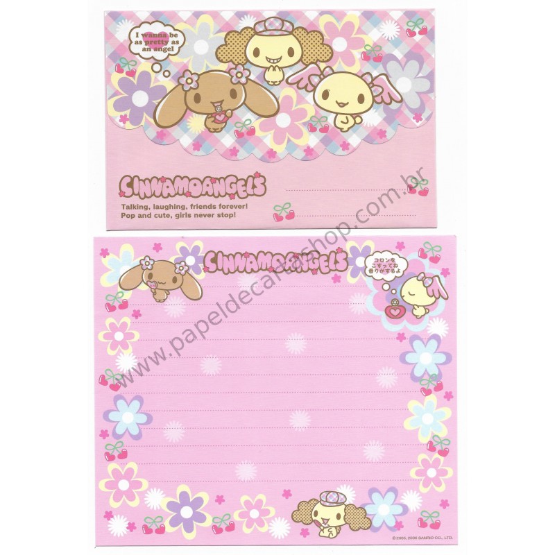 Ano 2005. Conjunto de Papel de Carta Cinnamoangels Sanrio