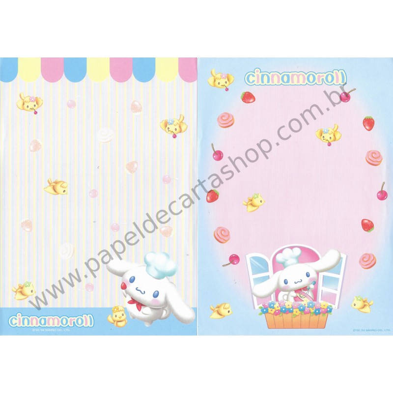 Ano 2004. Kit 2 Papéis de Carta AVULSOS Cinnamoroll Party Sanrio