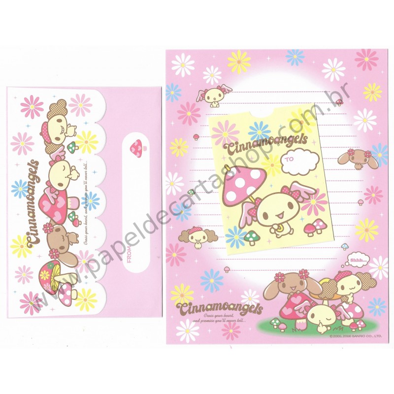 Ano 2006. Conjunto de Papel de Carta Cinnamoangels Sanrio