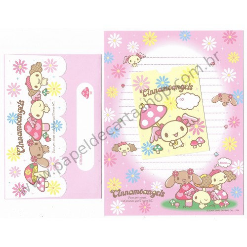 Ano 2006. Conjunto de Papel de Carta Cinnamoangels Sanrio