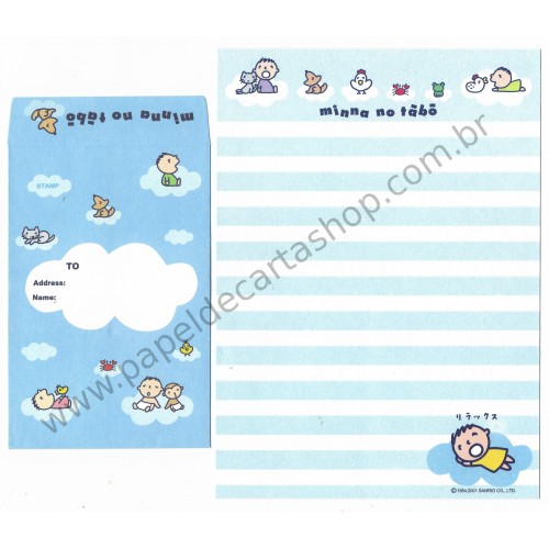 Ano 2001. Conjunto de Papel de Carta Antigo (Vintage) Minna no Tabo - Sanrio