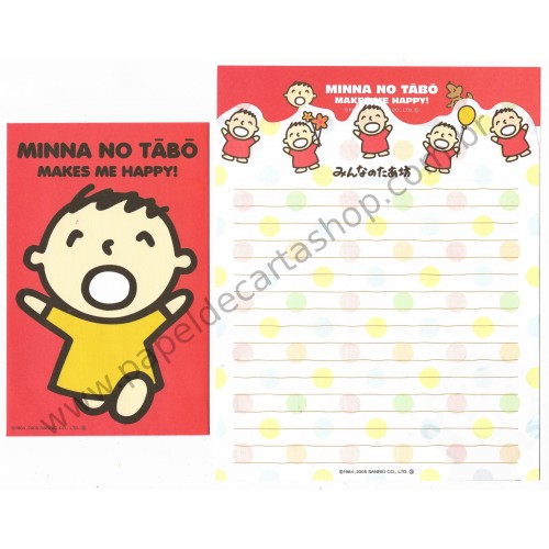 Ano 2005. Conjunto de Papel de Carta Antigo (Vintage) Minna no Tabo DUPLA Sanrio