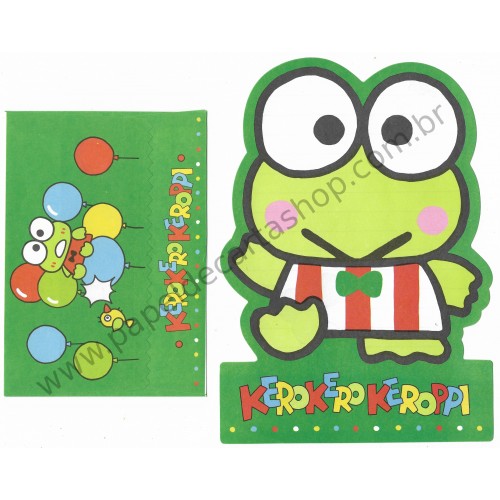 Ano 1991. Conjunto de Papel de Carta Keroppi DC Antigo (Vintage) Sanrio