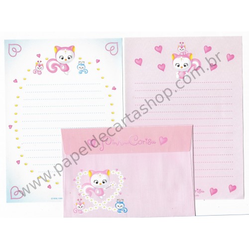 Ano 1999. Conjunto de Papel de Carta Pink no Corisu Antigo (Vintage) Sanrio