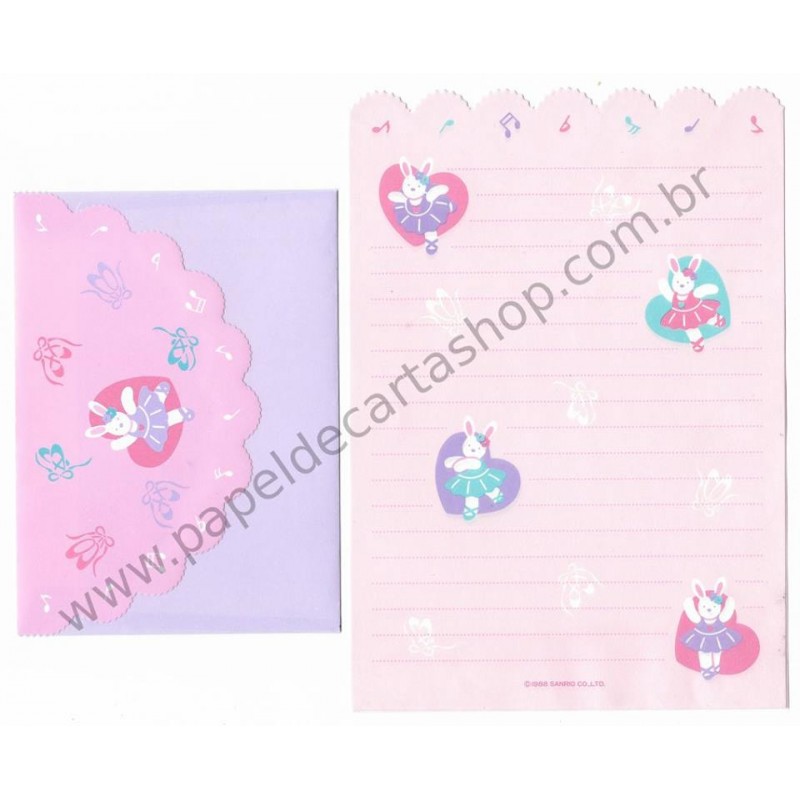 Ano 1988. Conjunto de Papel de Carta Rabbit Vintage Sanrio