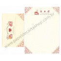 Ano 1988. Conjunto de Papel de Carta Marron Cream Vintage Sanrio