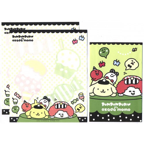 Ano 2012. Kit 4 Conjuntos de Papel de Carta PomPomPurin & Okada Momo Sanrio