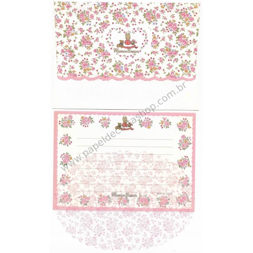 Ano 1994. Conjunto de Papel de Carta Marron Cream VG Vintage Sanrio