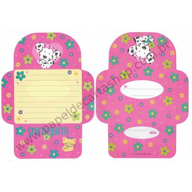 Ano 1995. Papel de Carta Dobrável Spottie Dottie Sanrio