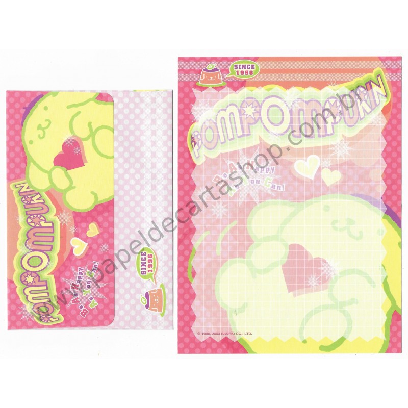 Ano 2003. Conjunto de Papel de Carta Pompompurin Since 1996 Sanrio